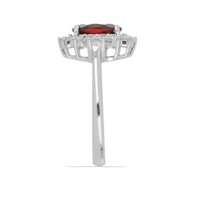 BUY GENUINE STERLING SILVER NATURAL GARNET GEMSTONE HALO RING